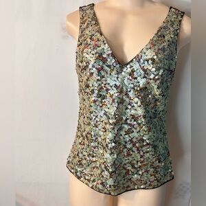 RACHEL Rachel Roy Sequin Front Embellished Tank Top Sleeveless Multicolor Size M
